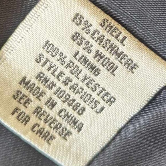 Angelica L Black Wool Cashmere Blend Long Belted Pea Coat Women's 6 - Picture 3 of 3